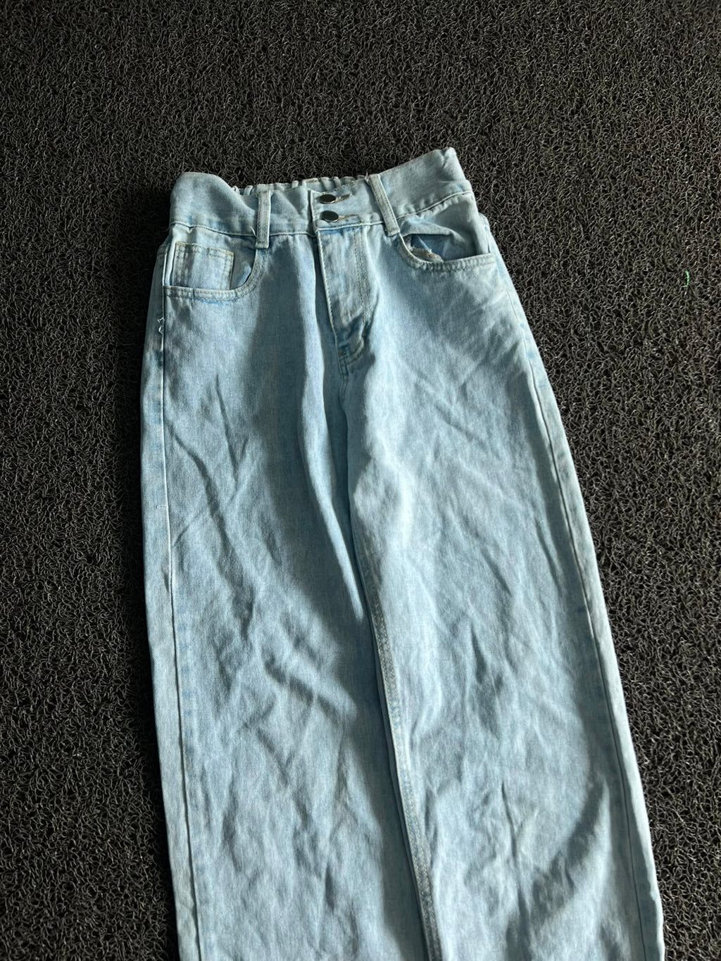 Raw Hem Light Wash Wide Leg Jeans