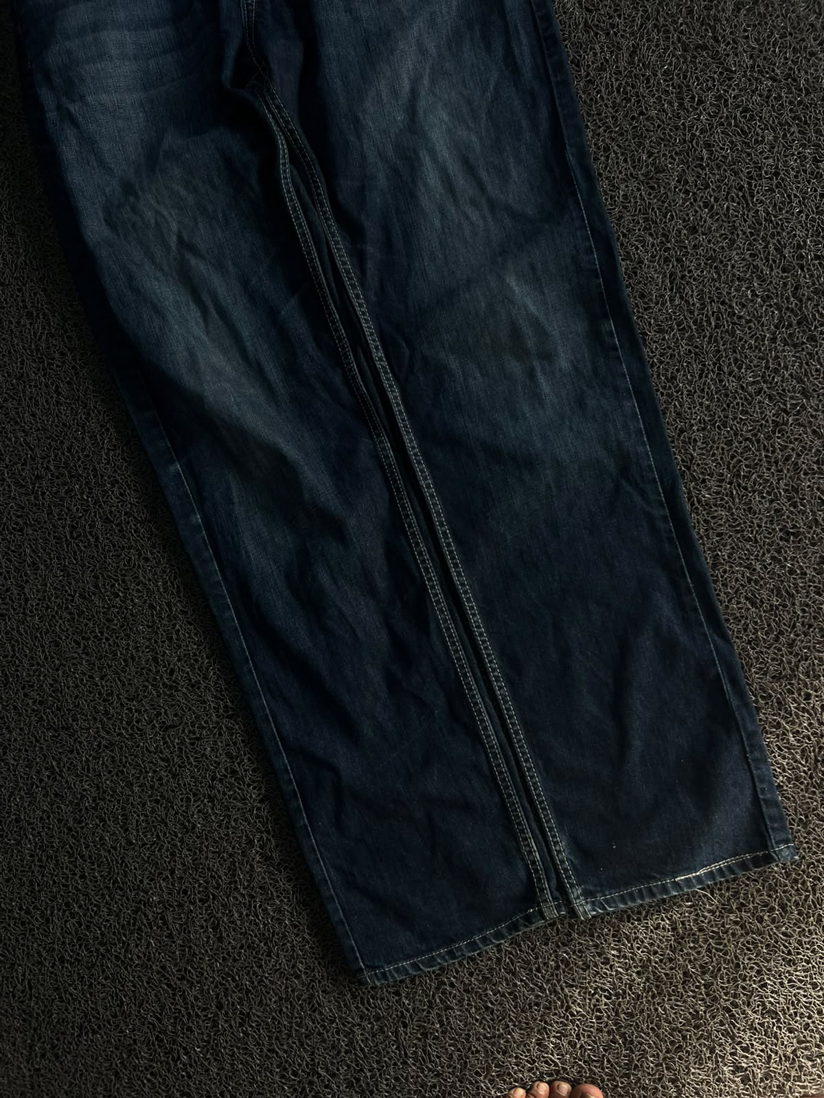 Vintage Dark Wash Straight Fit Denim Jeans