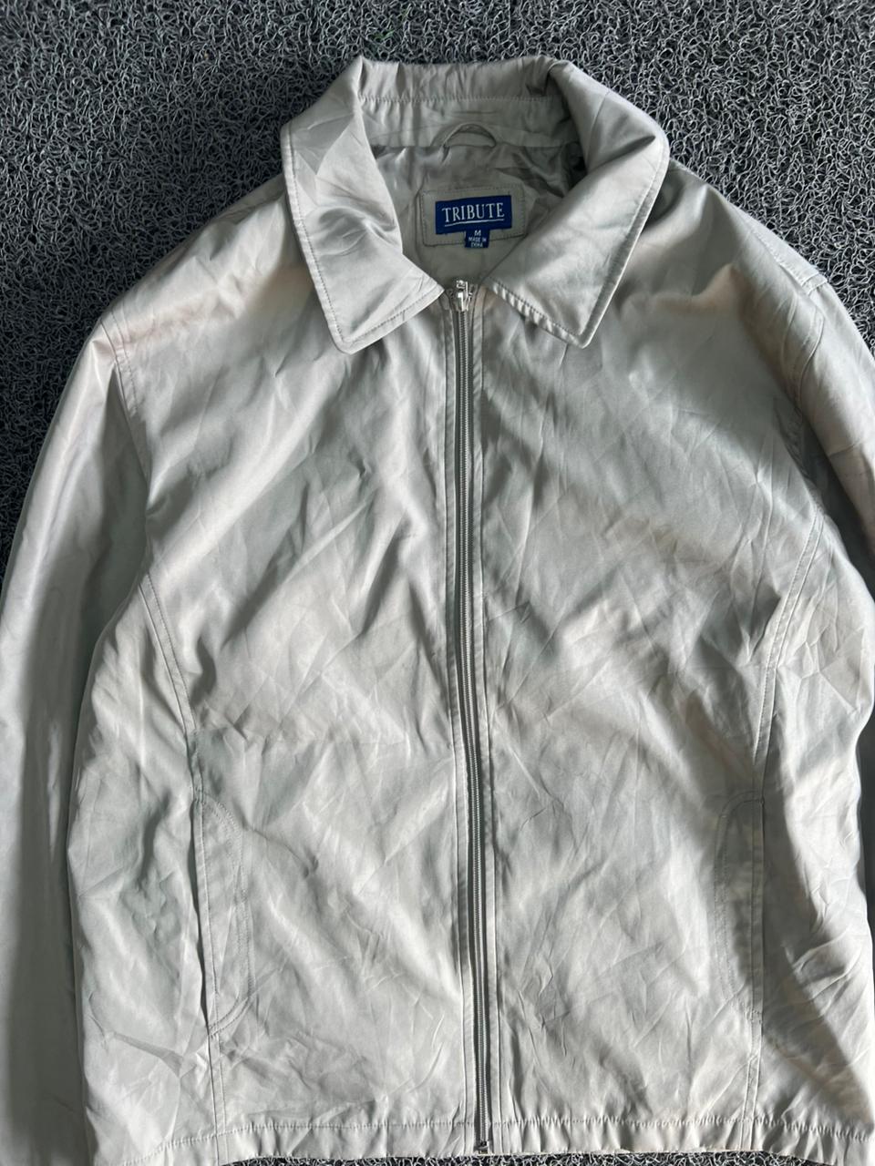 Tribute Light Grey Full-Zip Harrington Jacket
