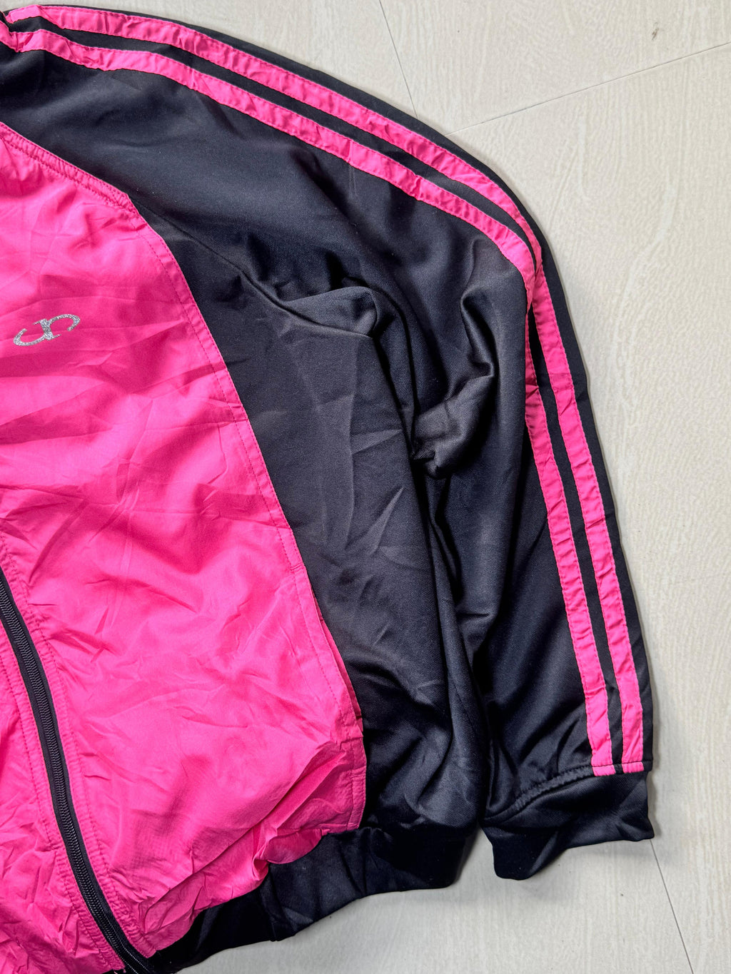 Pink & Black Full Sleeve Stand Collar Zip-Up Track Jacket