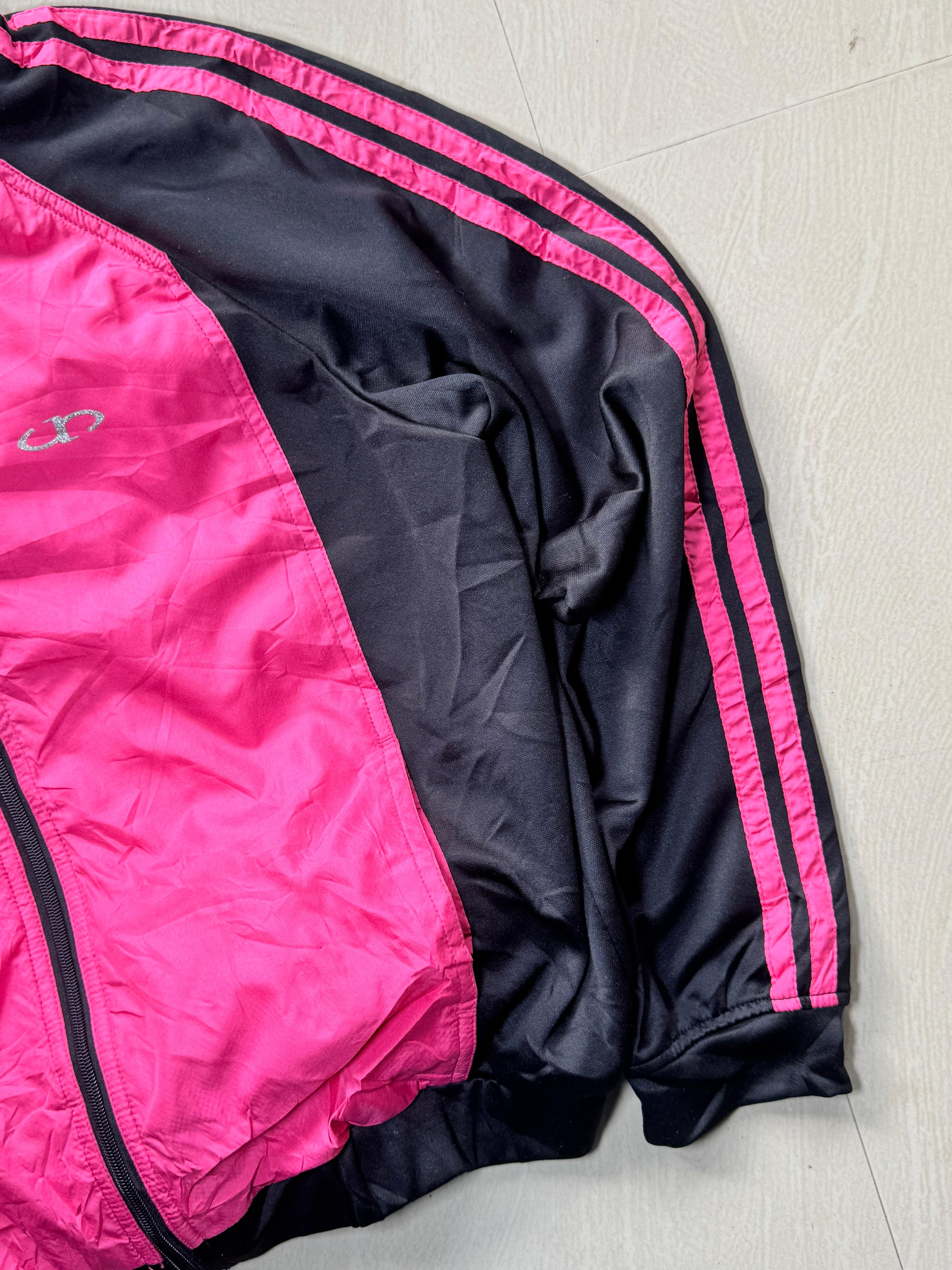 Pink & Black Full Sleeve Stand Collar Zip-Up Track Jacket