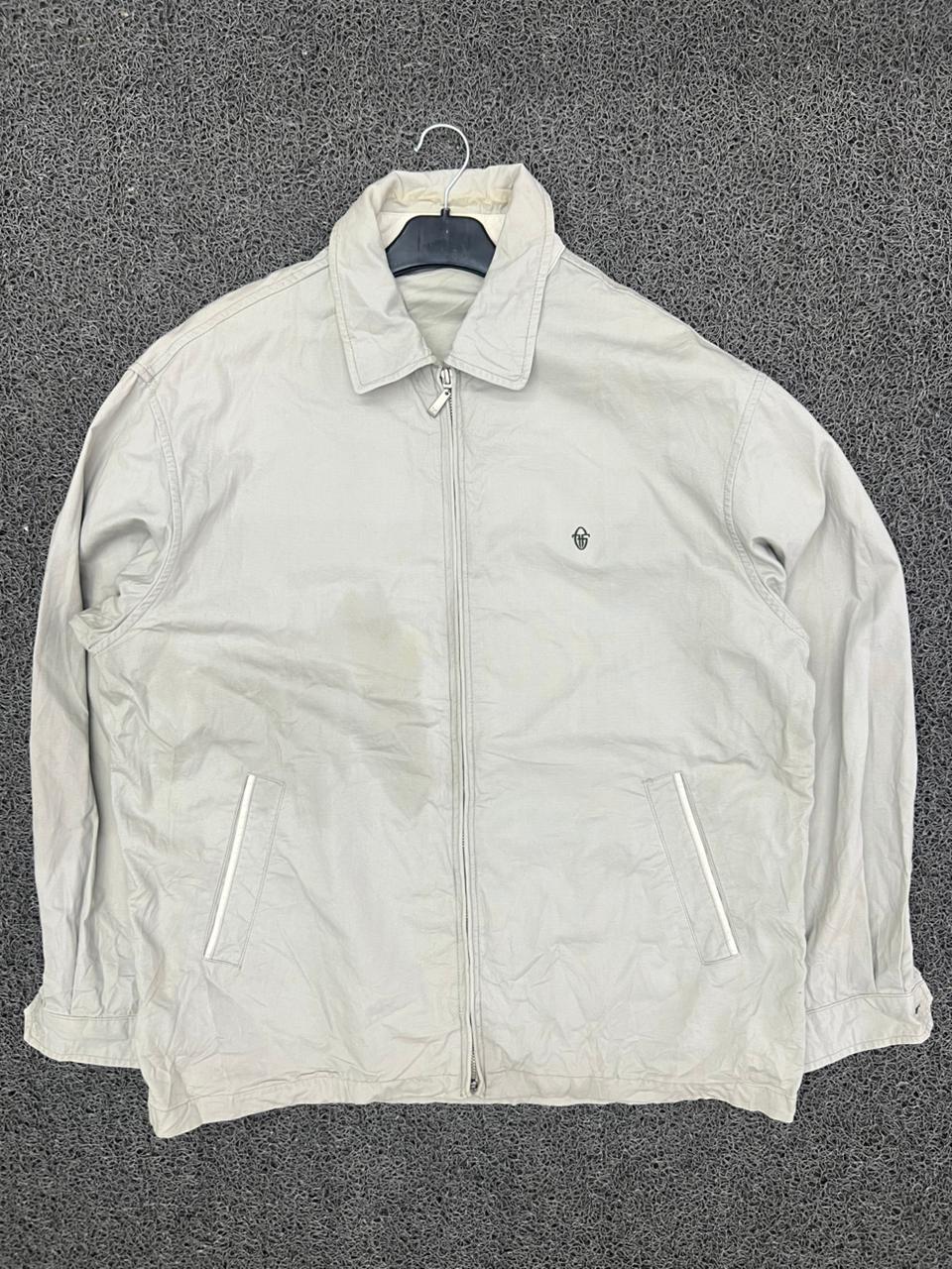 Sergio Tacchini Men's Cream Full-Zip Harrington Jacket – Classic Casual Lightweight Outerwear