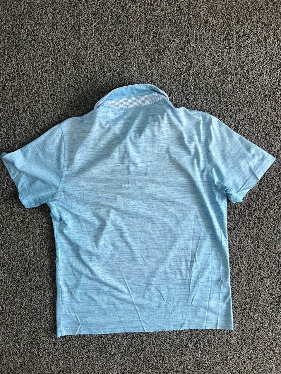 Men’s Light Blue Textured Polo T-Shirt with Contrast Collar