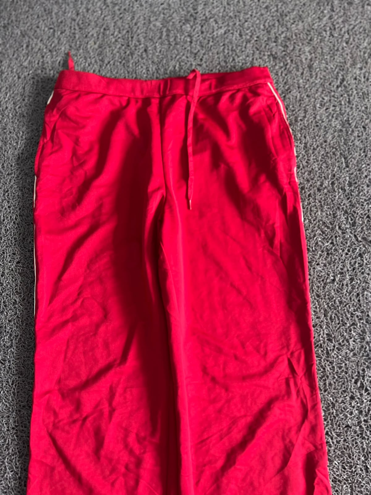 Vintage Red Wide Leg Track Pants – Women's Casual Sportswear with Drawstring Waist