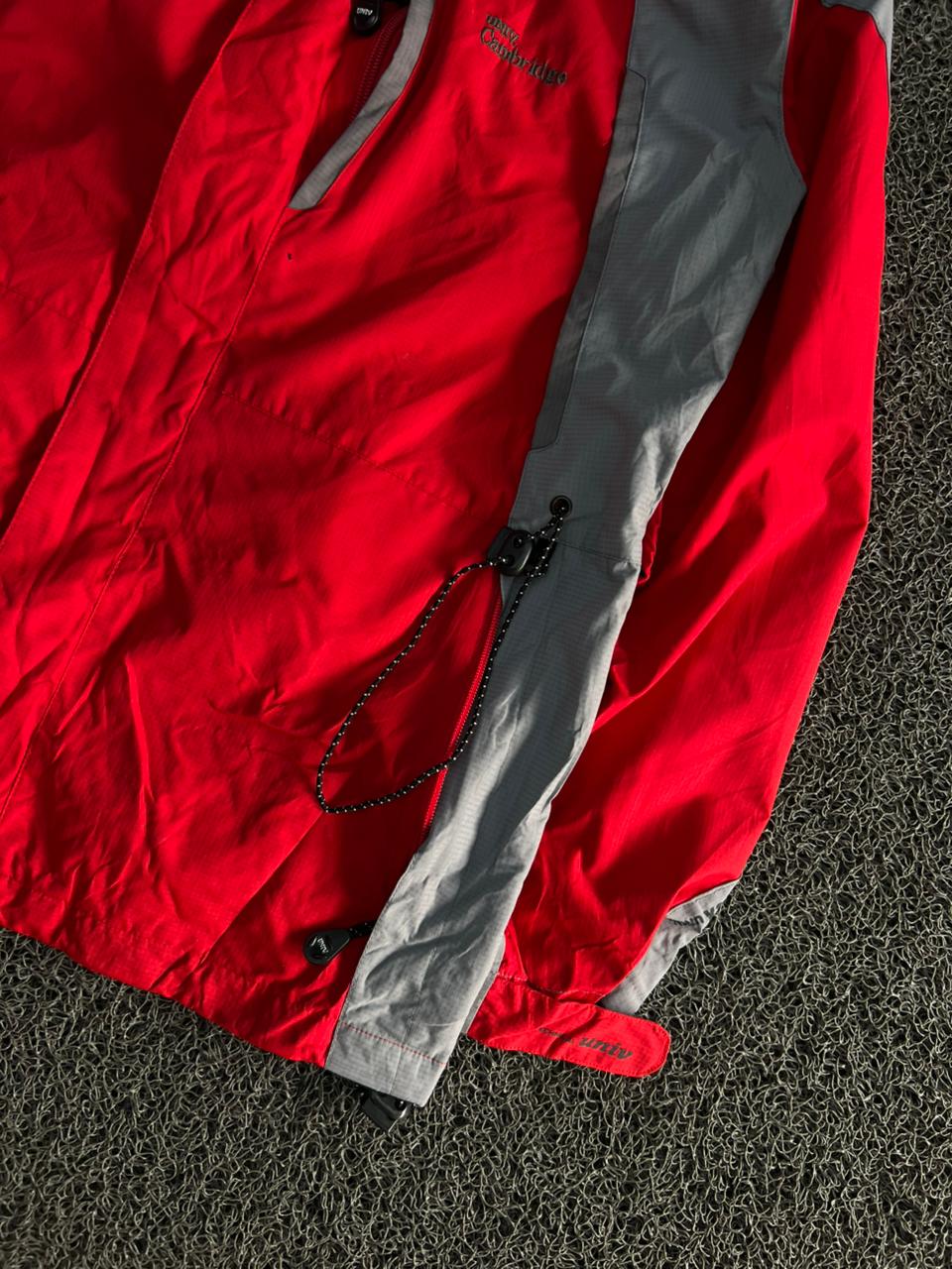 Vintage Red & Grey Hooded Waterproof Outdoor Jacket