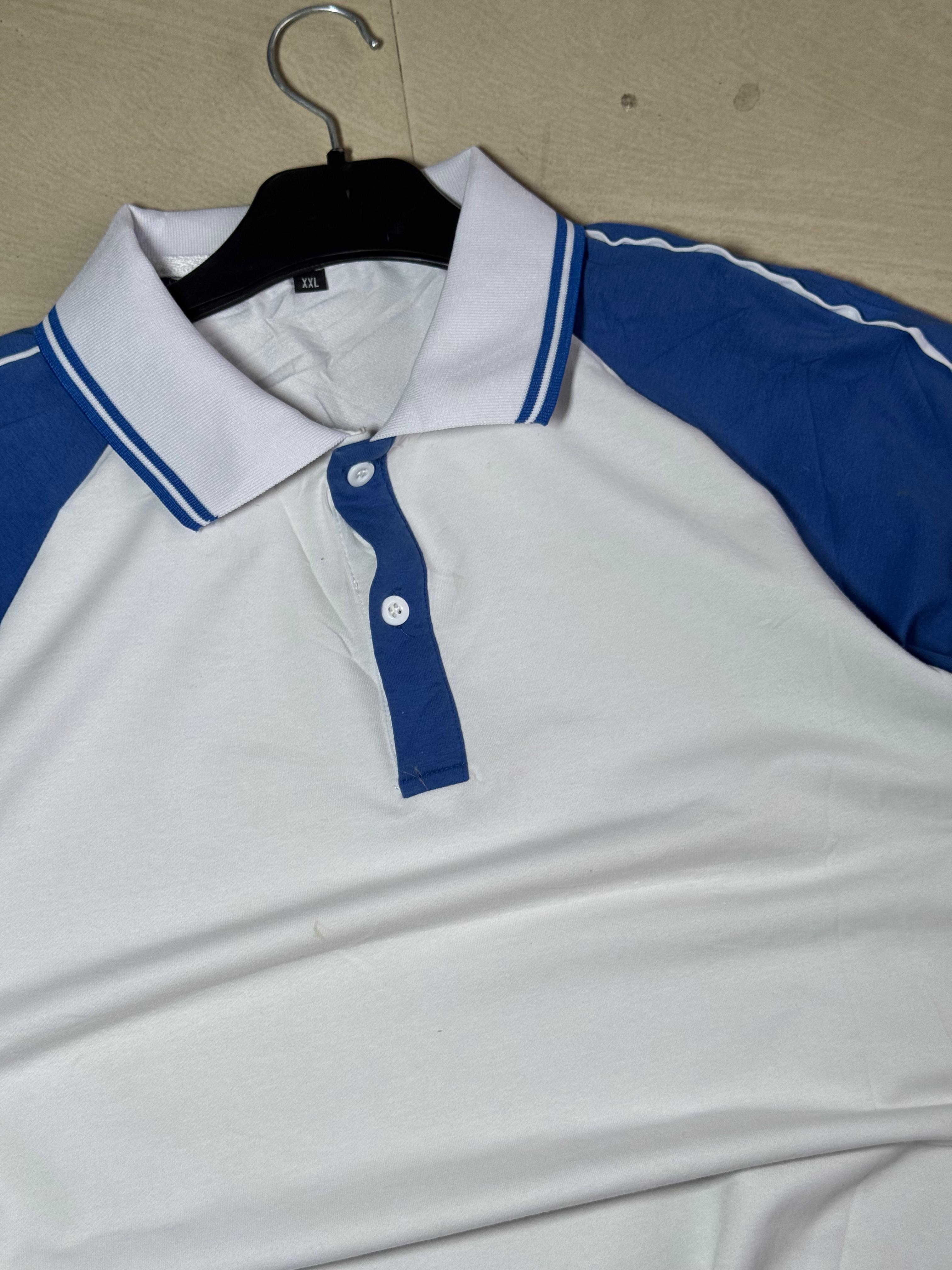 Vintage Blue & White Raglan Polo T-Shirt