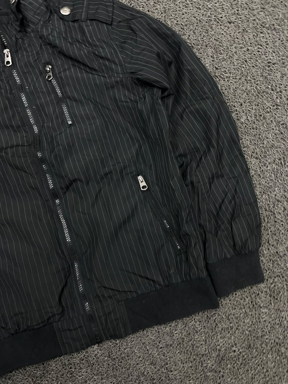 Vintage  Pinstripe Bomber Jacket – Full Zip Casual Streetwear