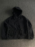 Black Hooded Utility Jacket – Lightweight Zip-Up Windbreaker | Small Pocket Damage ⚠️