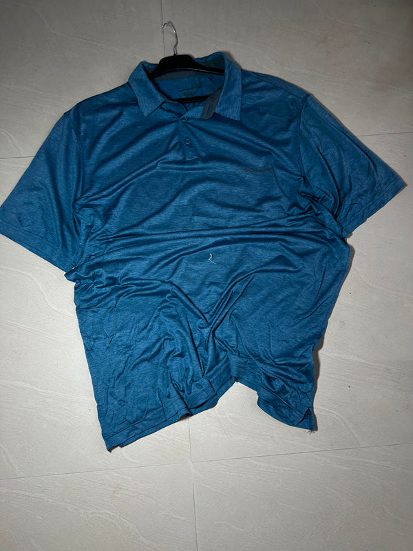 Vintage Columbia Blue Performance Polo T-Shirt