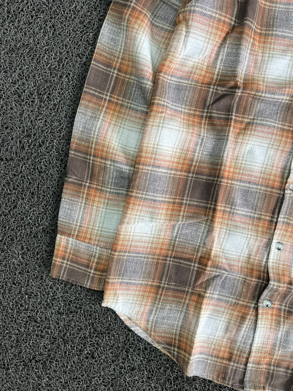 SKINN Colors Smart Fit Brown & Orange Plaid Flannel Shirt