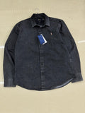 Polo Ralph Lauren Men’s Washed Black Denim Button-Up Shirt with Pony Logo
