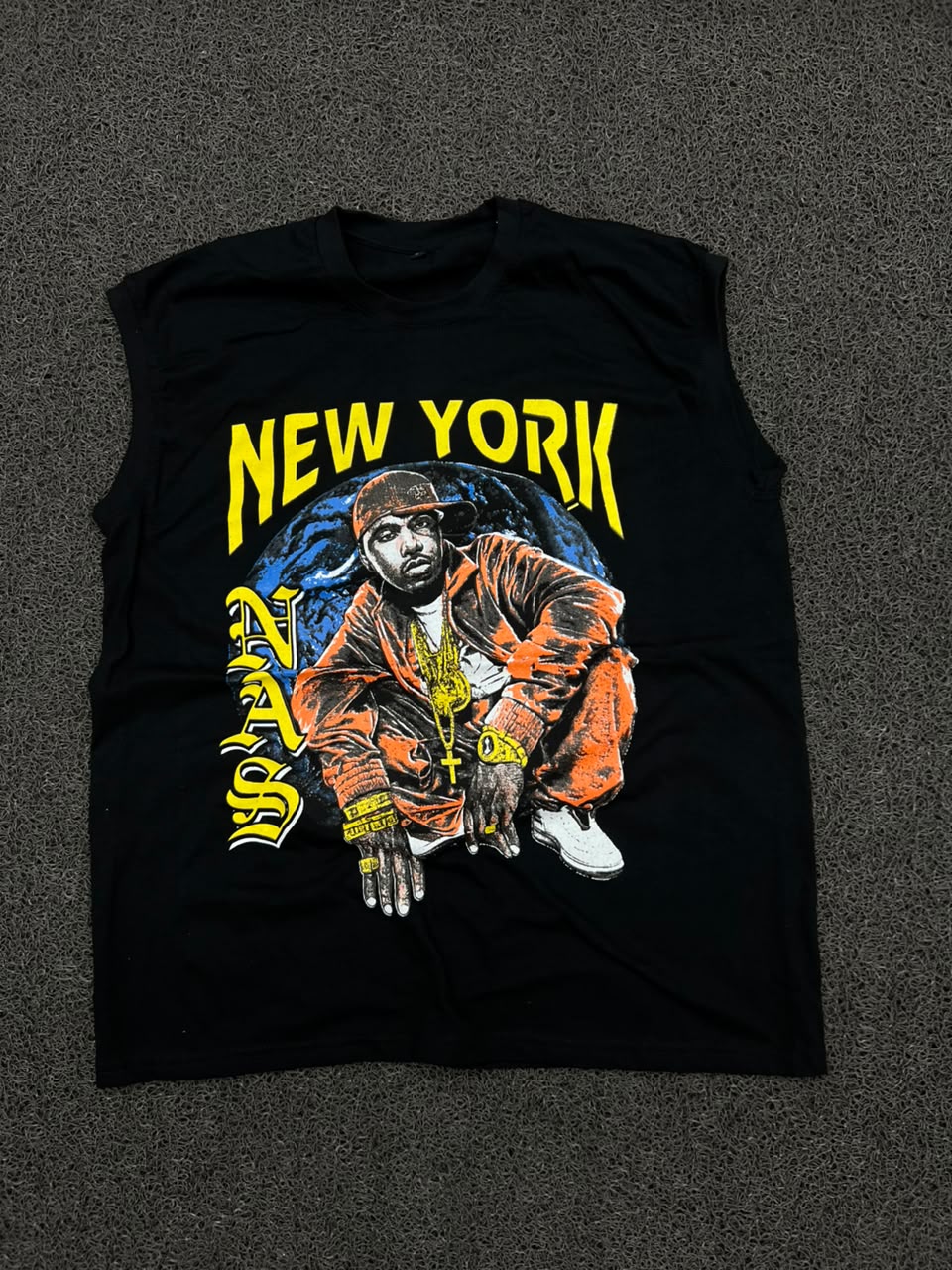 Vintage New York NAS Graphic Sleeveless T-Shirt – Black