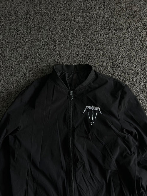 Black Graphic Print Lightweight Bomber Jacket – Full Zip Streetwear Jacket
