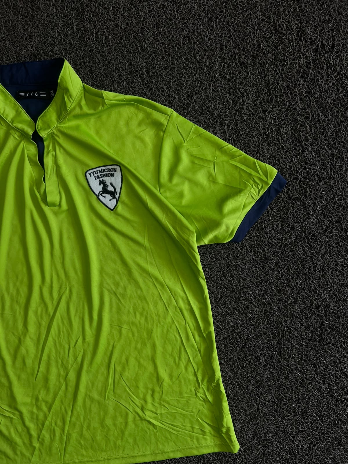 Polo T-Shirt with Stand Collar, Button Placket & Contrast Trim