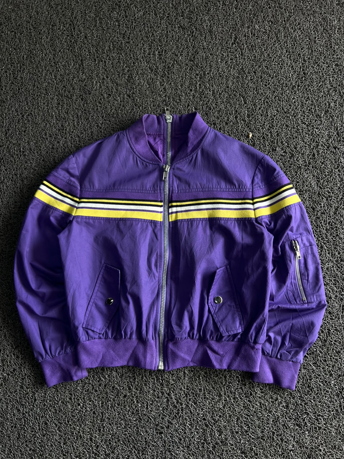 Vintage Purple Stripe Bomber Jacket