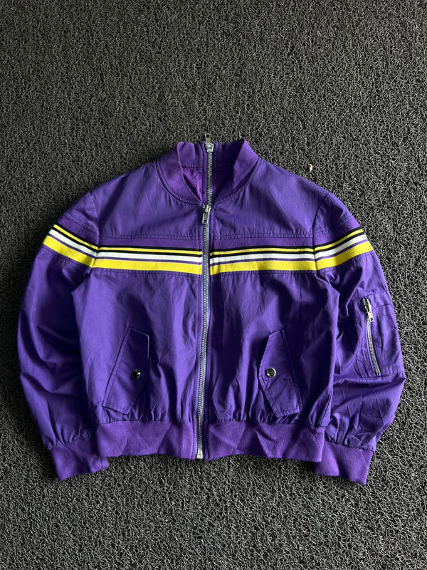 Vintage Purple Stripe Bomber Jacket