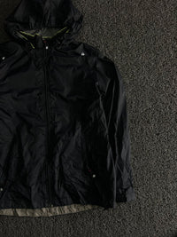 Vintage Hooded Lightweight Windbreaker Jacket with Zip Front & Drawstring Hood