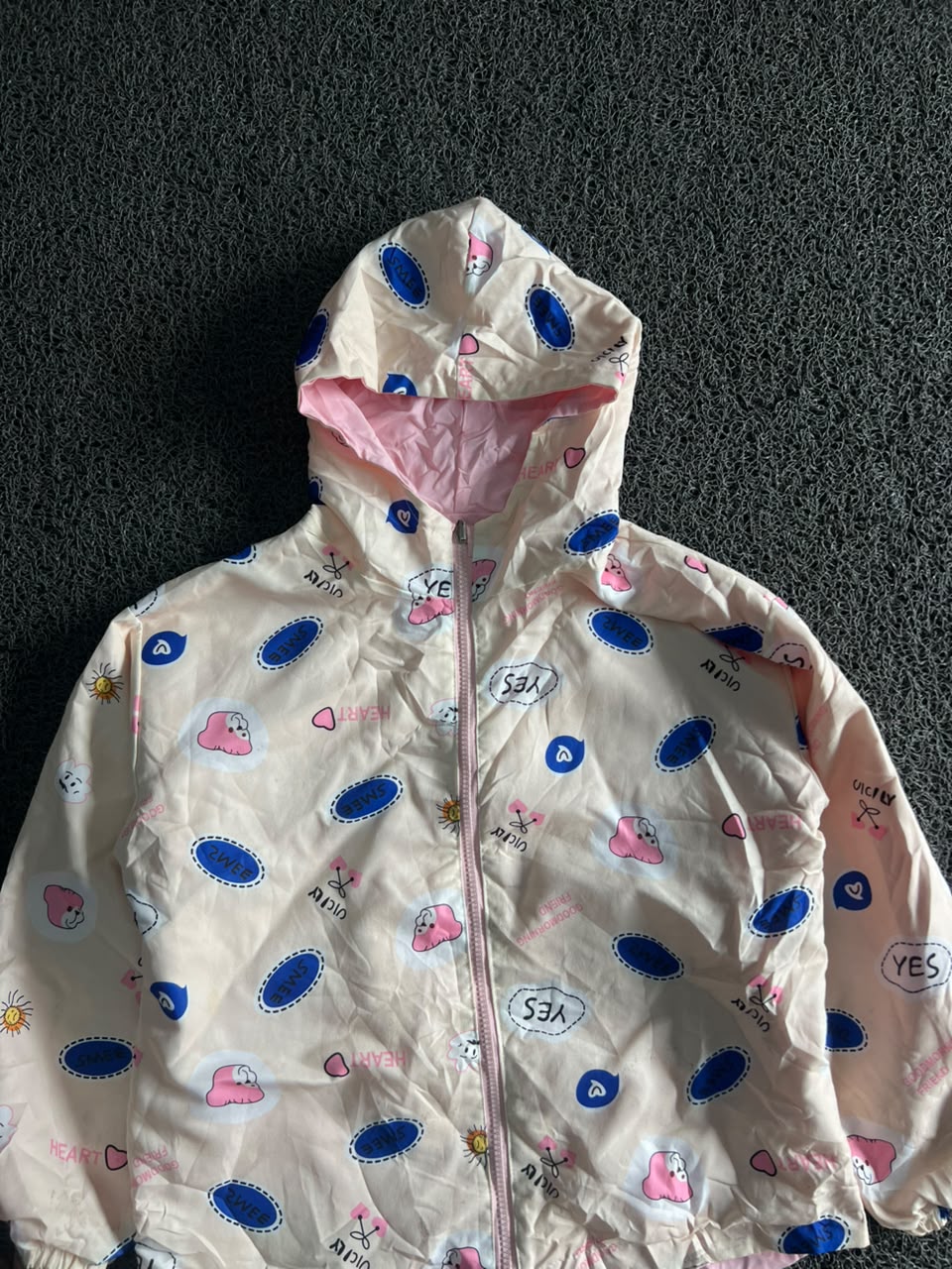 Reversible Pink Hooded Jacket | Double-Sided Printed Windbreaker