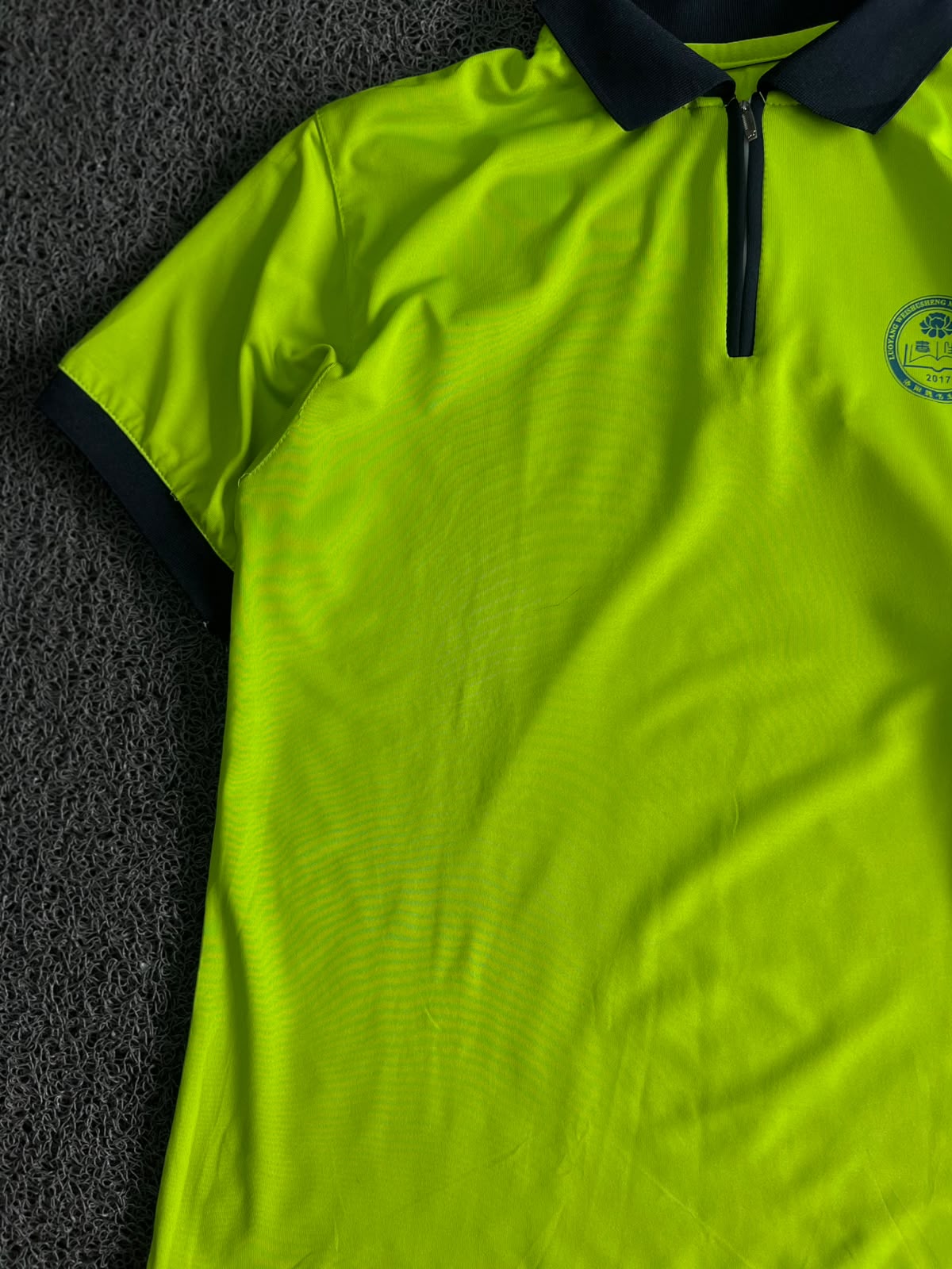 Premium Neon Green Dry-Fit Half Zip Polo T-Shirt with Collar
