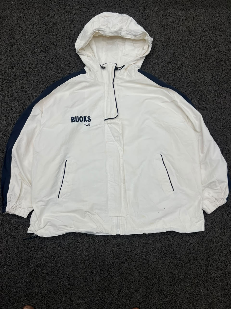 BUOKS 1983 White Hooded Windbreaker Jacket