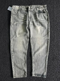 Men's Vintage Washed Grey Straight Fit Denim Jeans