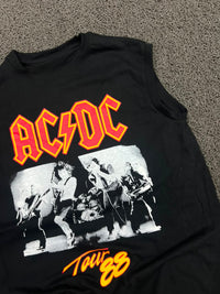 AC/DC Tour '88 Sleeveless Band T-Shirt – Black Vintage Rock Graphic Tee