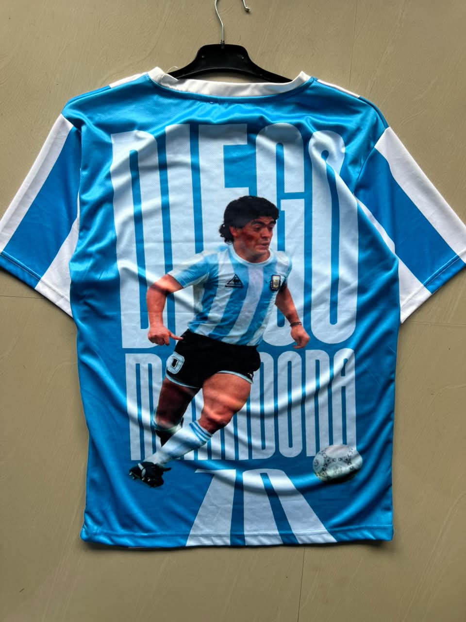 Diego Maradona Argentina Tribute Football Jersey – Sky Blue Graphic Edition