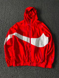 Vintage Red Hooded Windbreaker Jacket | Small Damage ⚠️