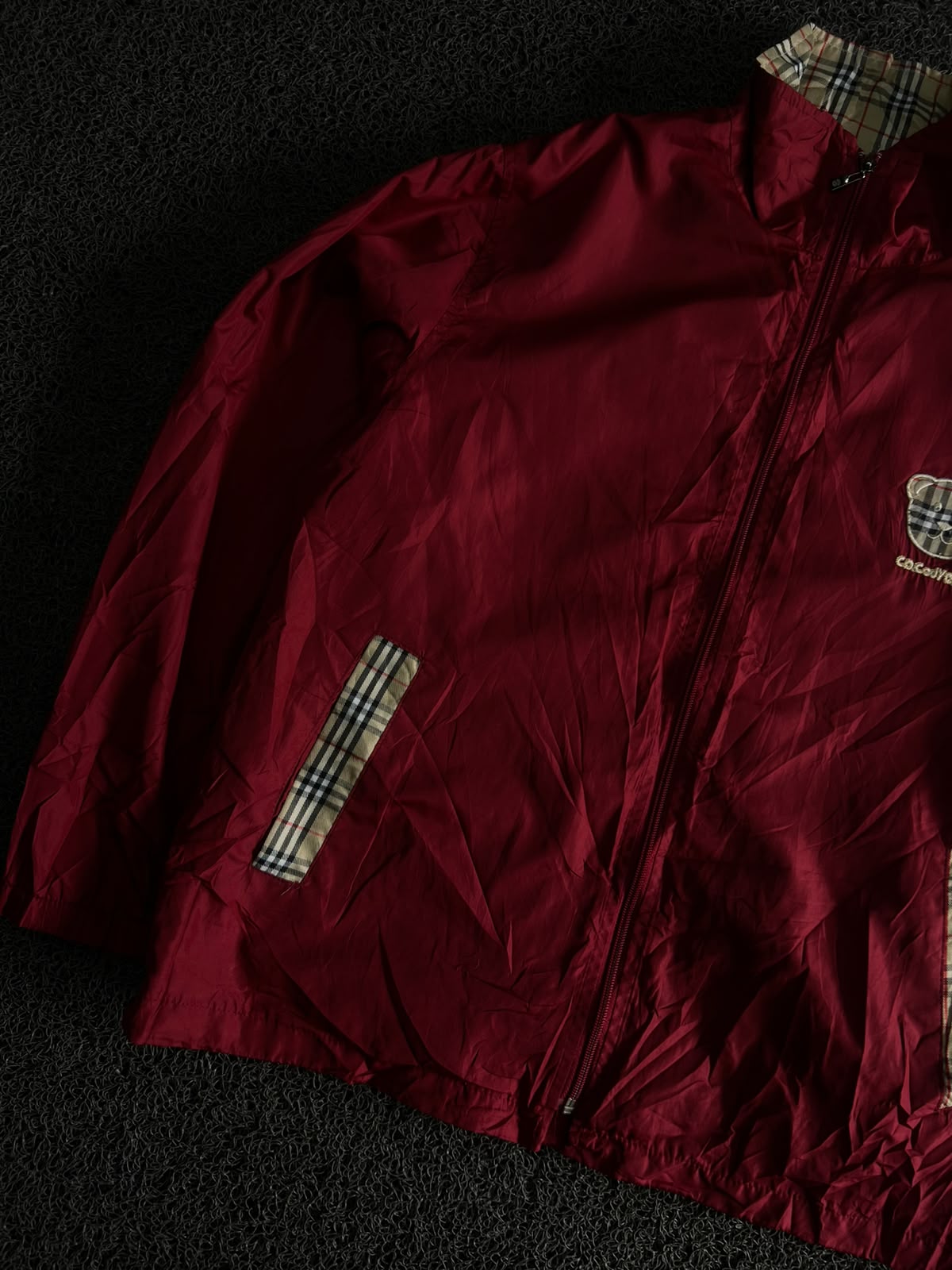 Check-Detail Zip-Up Jacket