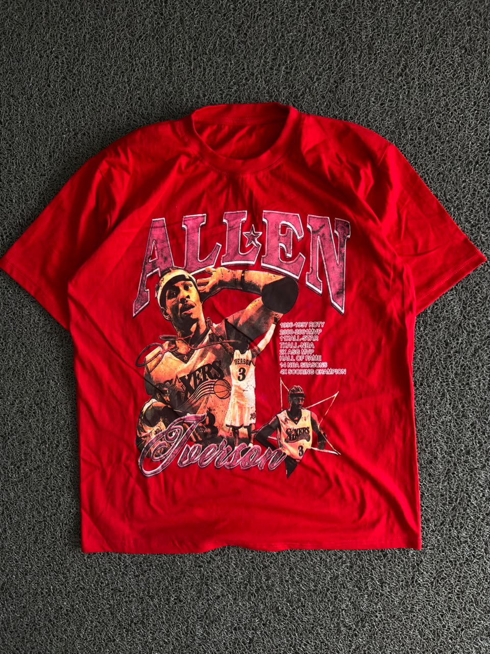 Allen Iverson Basketball Graphic Red T-Shirt