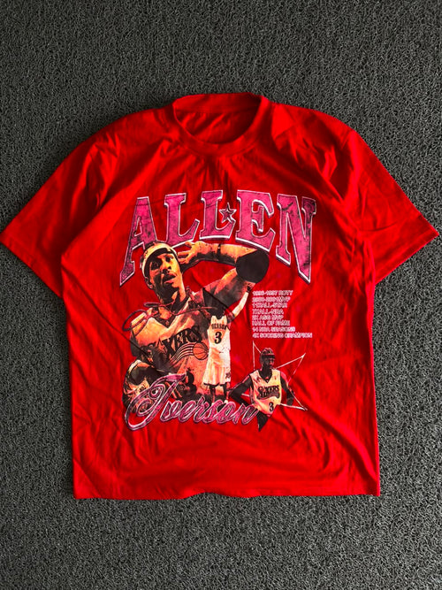 Allen Iverson Basketball Graphic Red T-Shirt