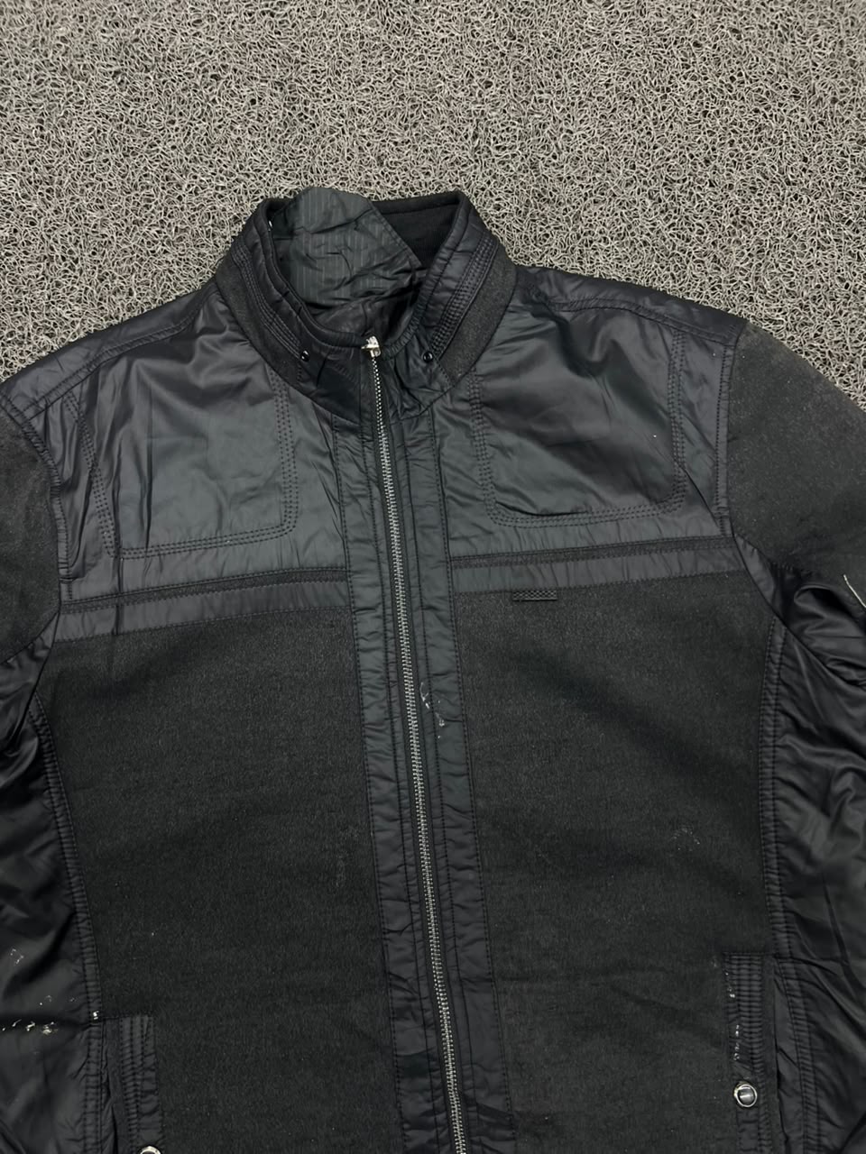 Vintage Black Hybrid Bomber Jacket Retro Outerwear