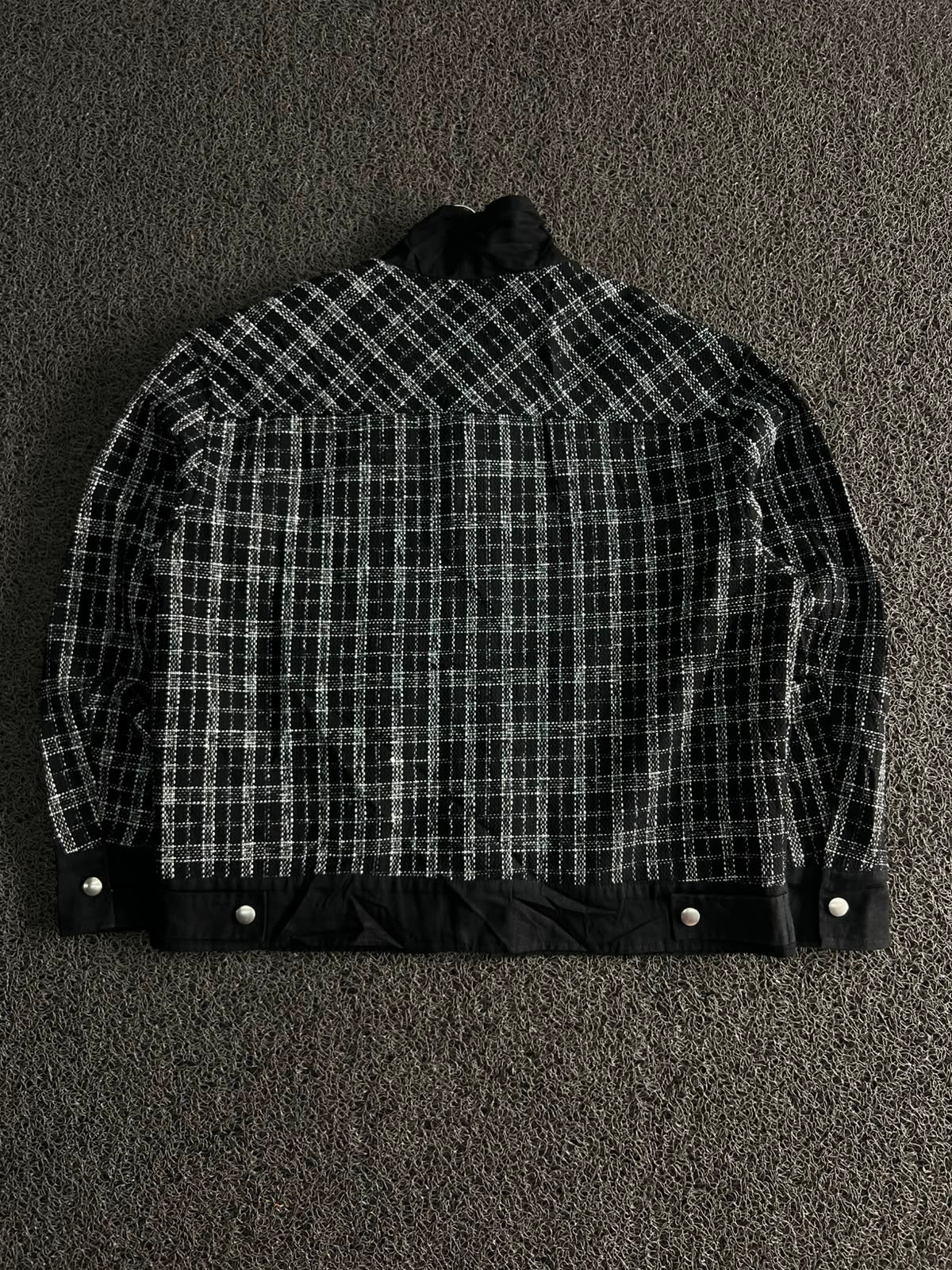Black & White Plaid Utility Snap Button Jacket