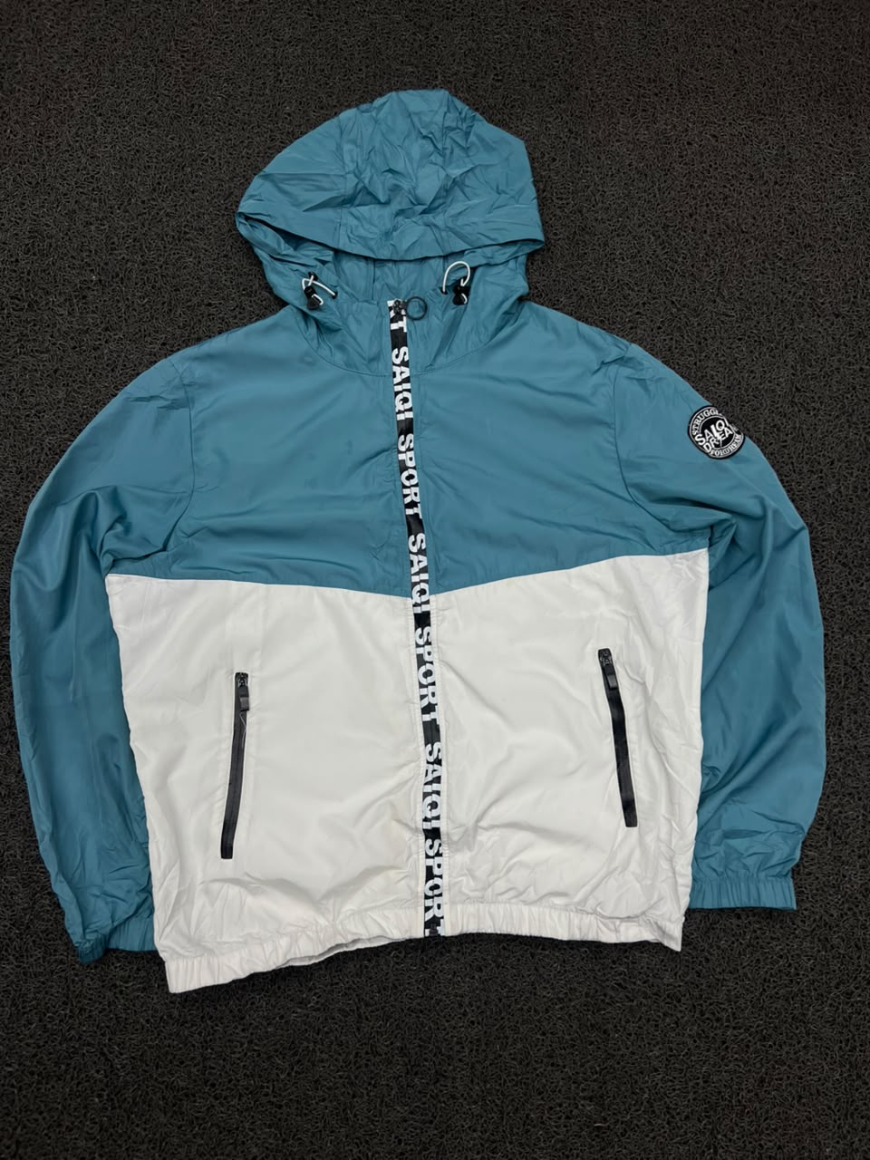 SAIQI Sport Color Block Hooded Windbreaker Jacket – Lightweight Zip-Up