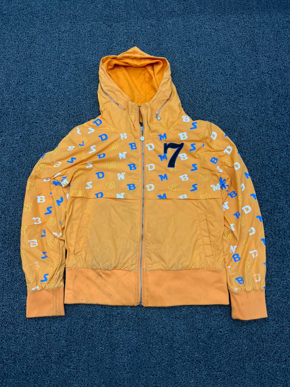 Vintage Yellow Printed Hooded Jacket