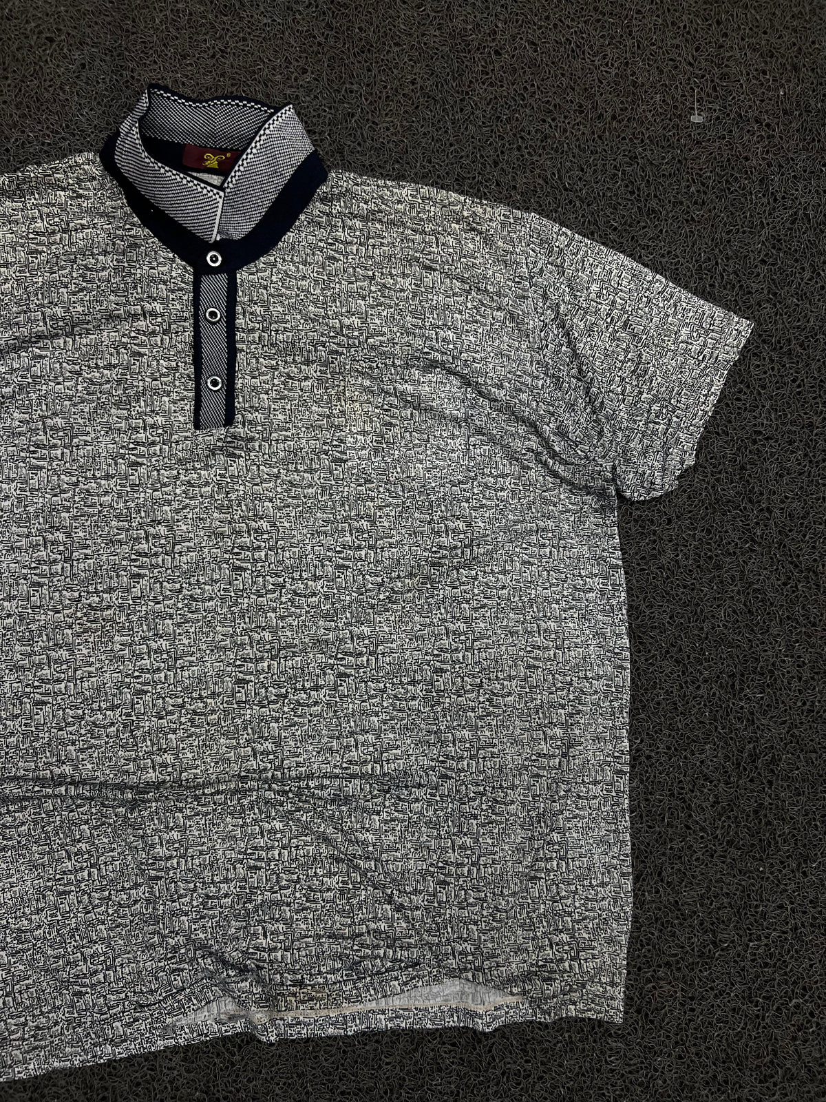 Vintage Textured Pattern Polo T-Shirt