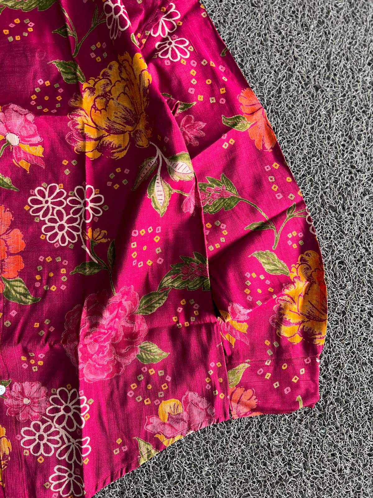 Floral Print Button-Up Shirt – Pink Long Sleeve Casual shirts
