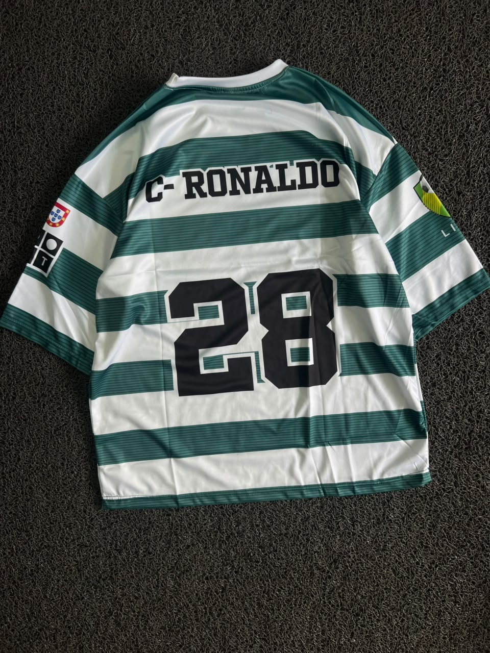 Sporting  Cristiano Ronaldo #28 Reebok Green & White Football Five  Sleeve Jersey