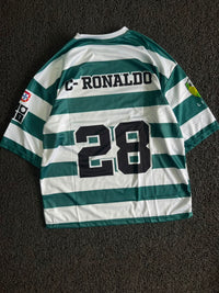 Sporting  Cristiano Ronaldo #28 Reebok Green & White Football Five  Sleeve Jersey