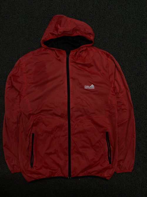 Red Fun Outdoor Hooded Full-Zip Lightweight Jacket