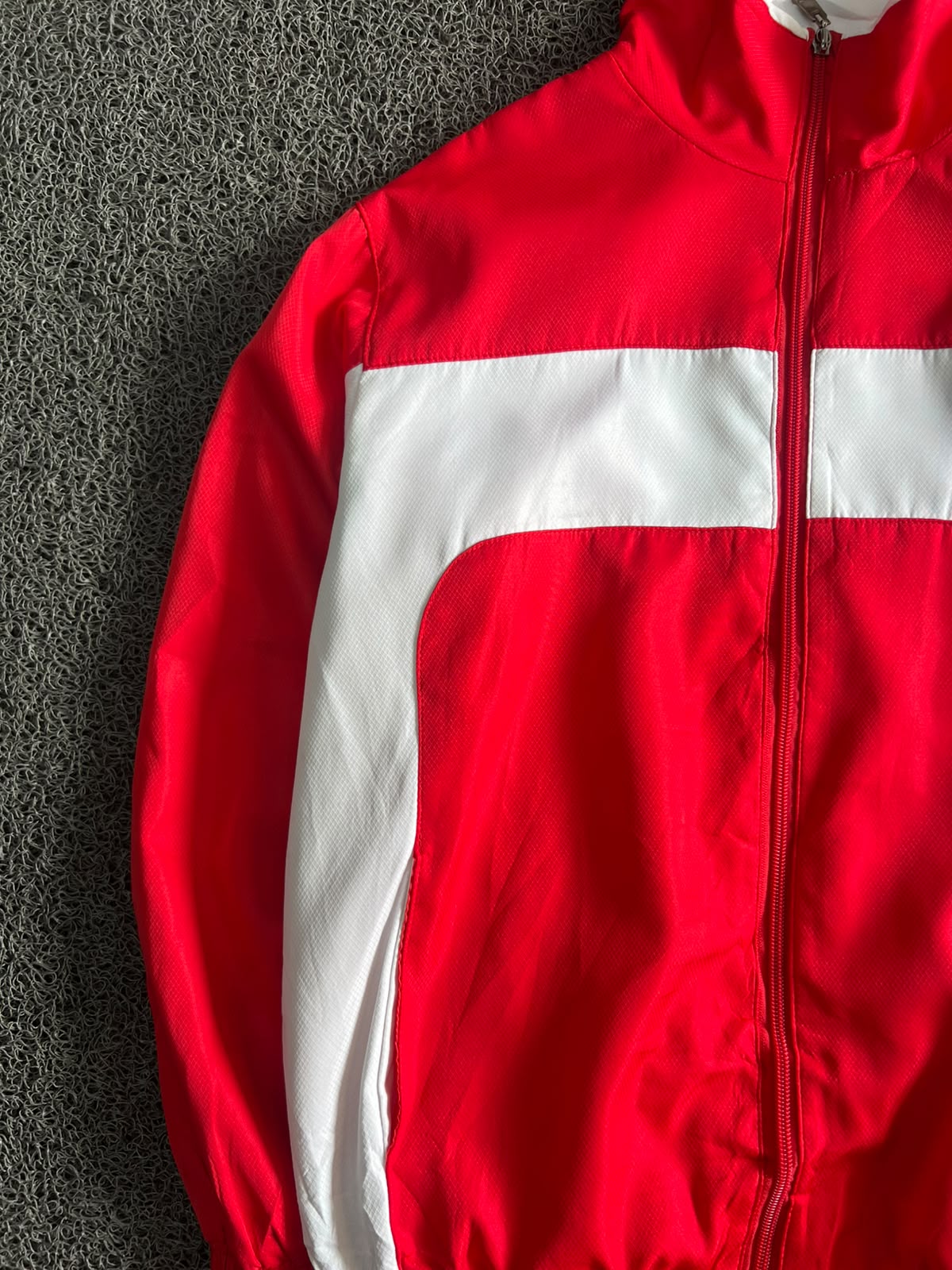 Phoenix Hill Red & White Full-Zip Track Jacket – Lightweight Sports Windbreaker ⚠️  Minor Marks