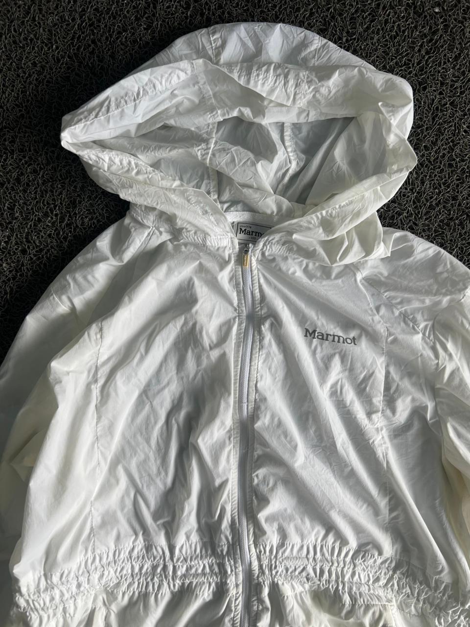 Marmot White Lightweight Hooded Windbreaker Jacket
