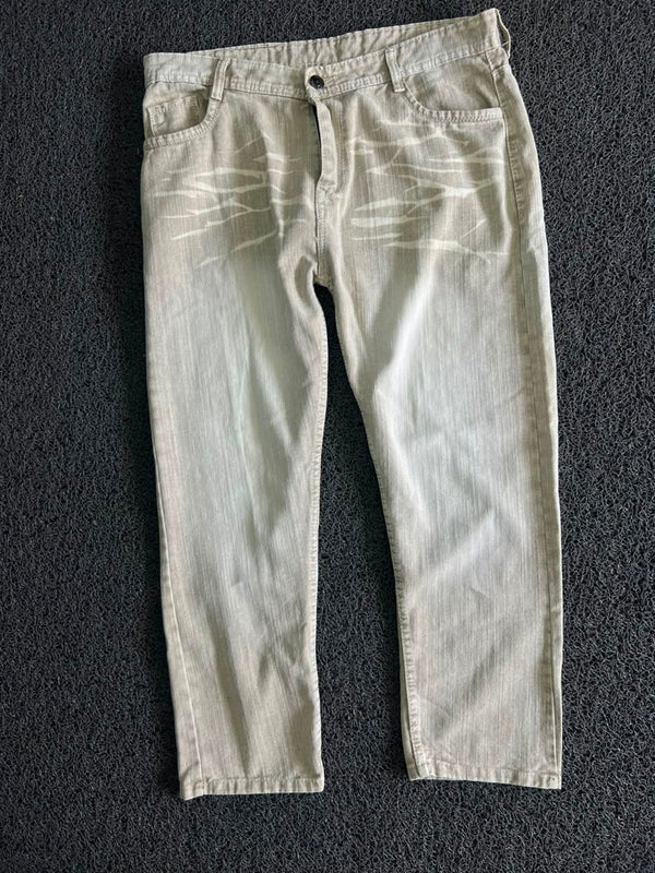 Men's Light Beige Washed Slim Fit Denim Jeans