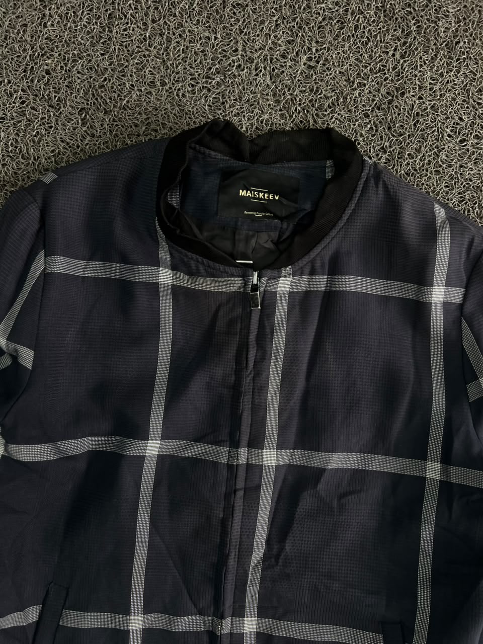 Windowpane Check Bomber Jacket – Full Zip Lightweight Casual Jacket
