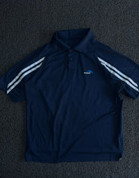 Vintage Polo T-Shirt with White Double Stripe Detail & Sport Logo
