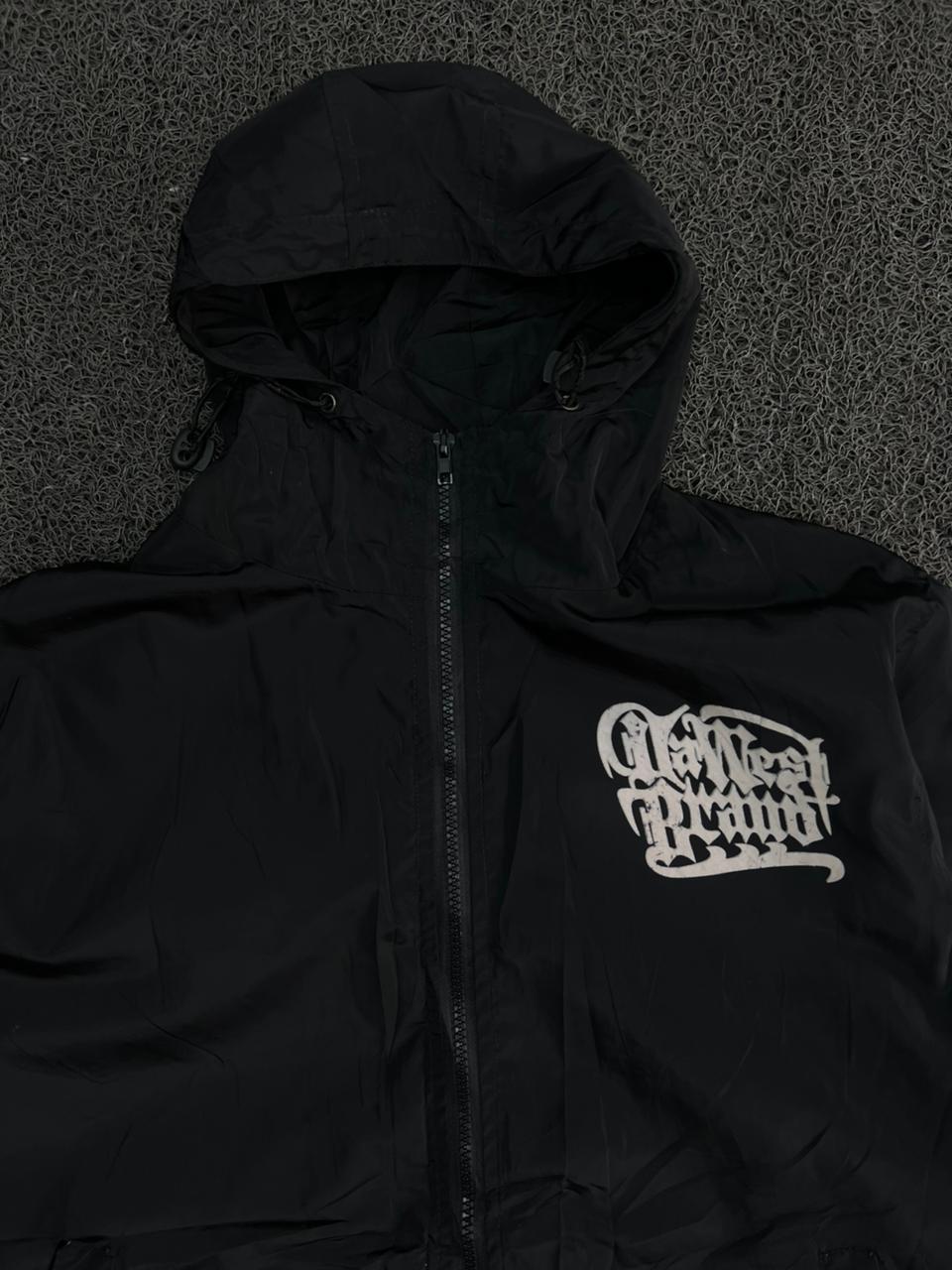 Oversized Black Hooded Windbreaker Jacket – Lightweight Zip-Up Streetwear