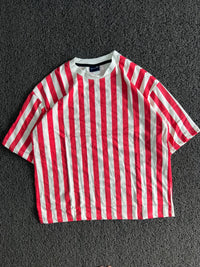 Red & White Vertical Striped T-Shirt – Casual Streetwear Style