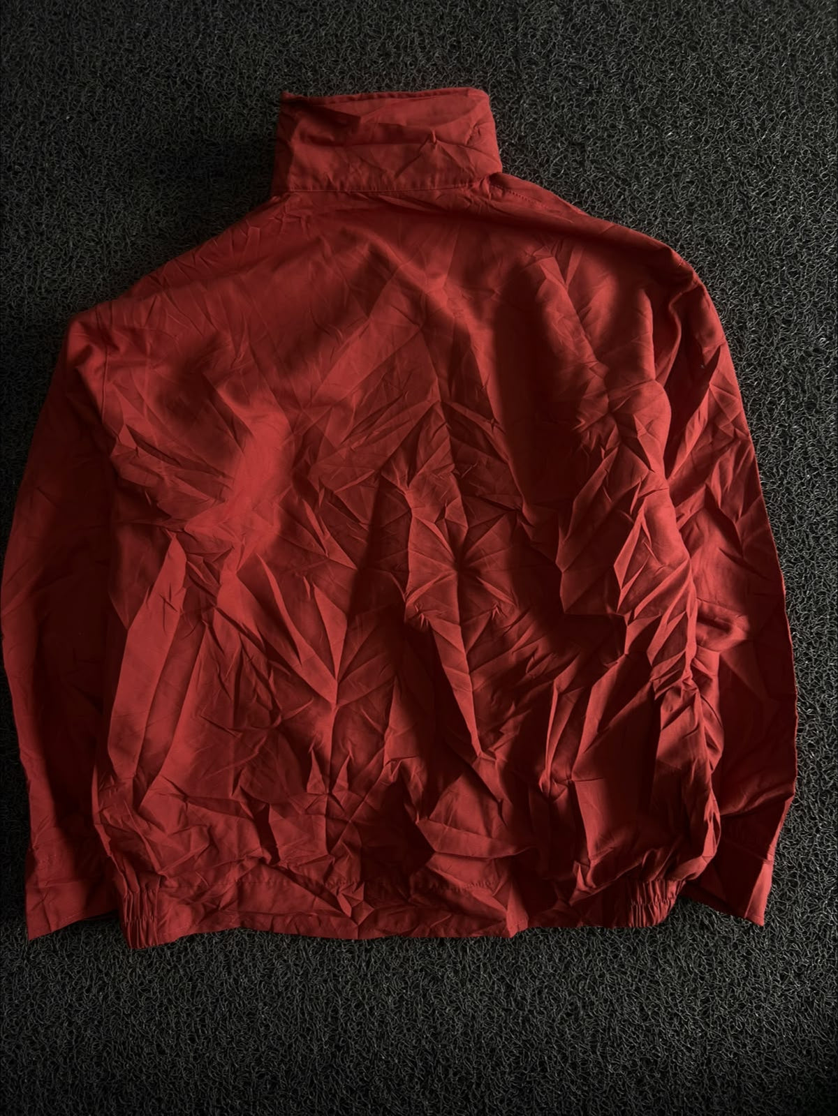 Vintage Stand-Collar Windbreaker Jacket with Embroidered Chest Logo & Front Pockets