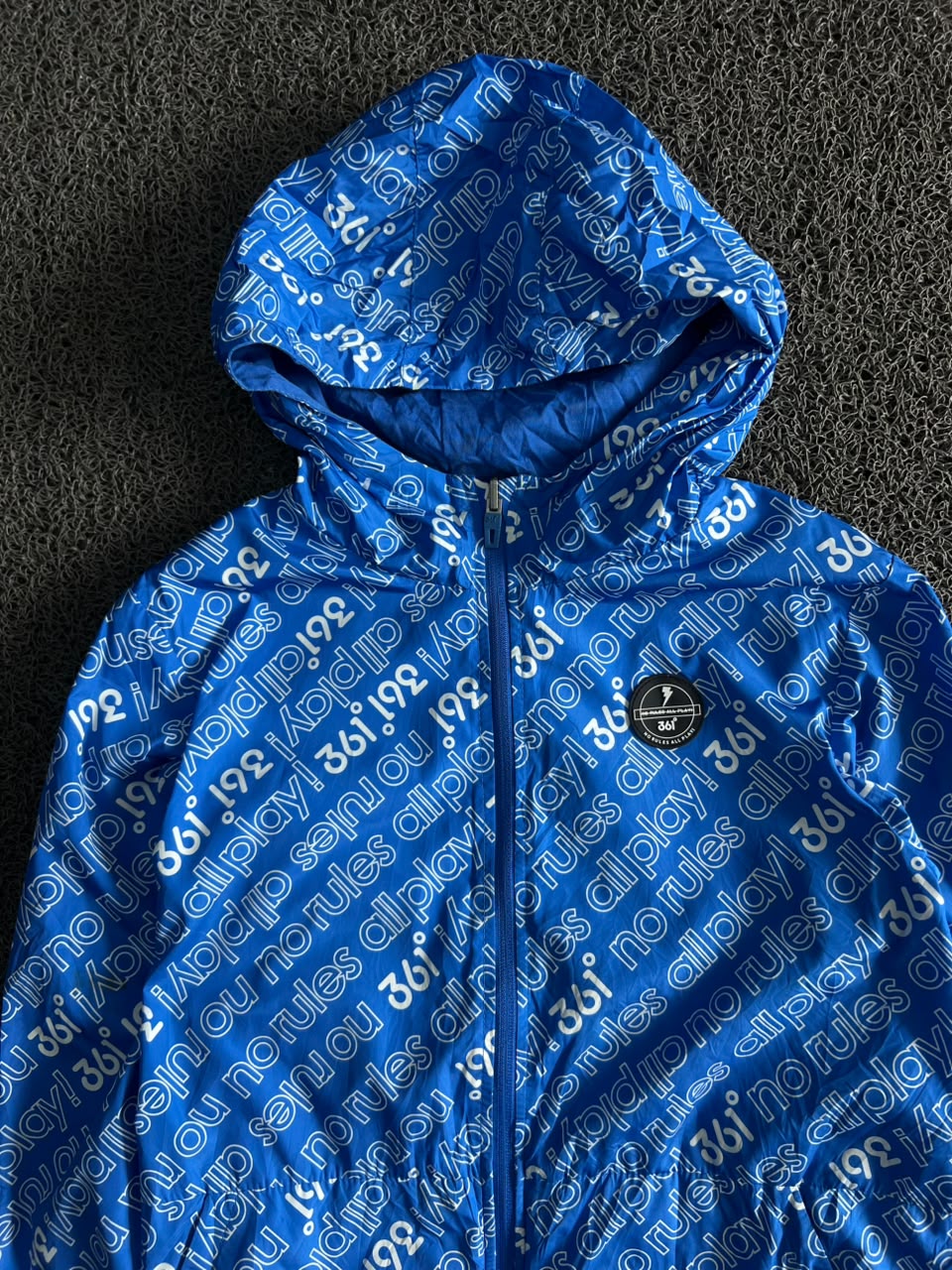Men's Blue All-Over Print Hooded Puffer Jacket