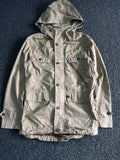 Hooded Utility Field Jacket – Button Front Multi-Pocket Casual Outdoor Coat